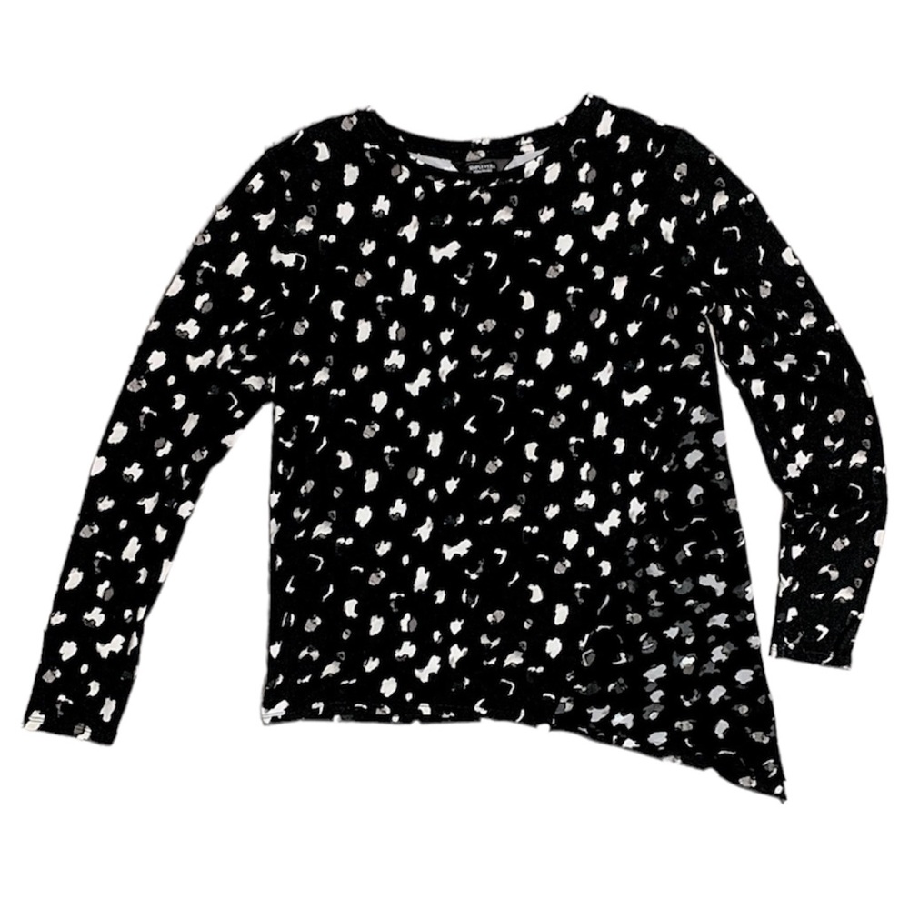 Vera Wang Simply Vera Animal Print Long Sleeve Shirt Size Medium